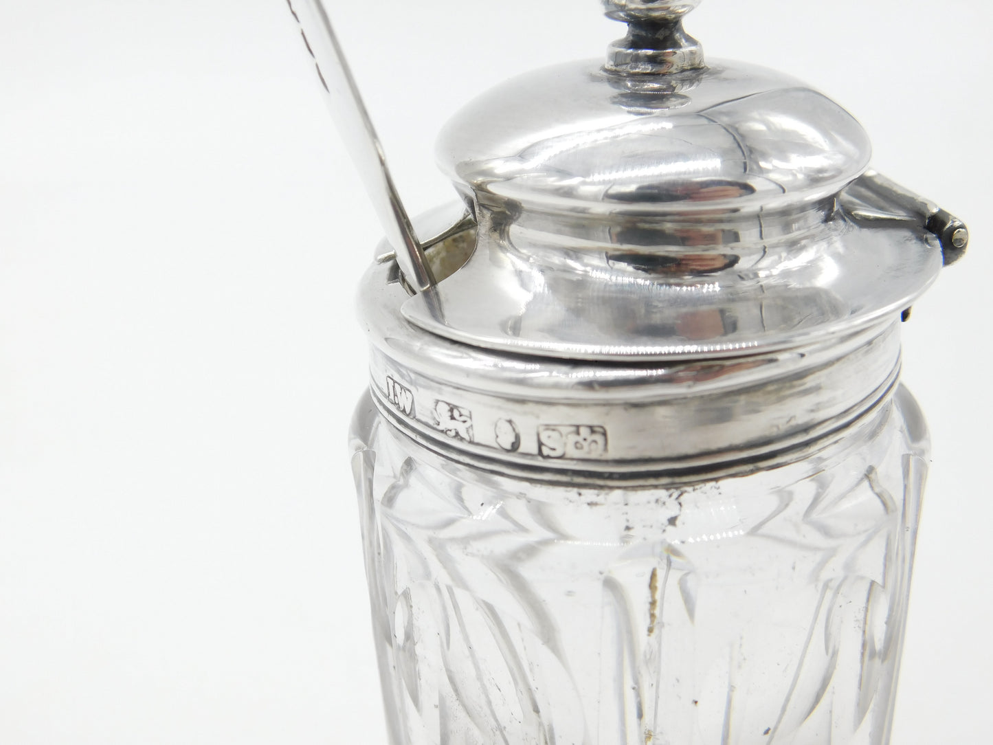 Georgian Sterling Silver & Cut Glass Pepper or Mustard Pot 1838 Sheffield