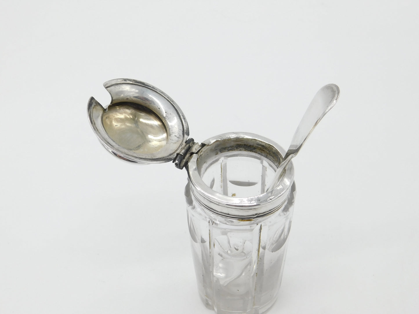 Georgian Sterling Silver & Cut Glass Pepper or Mustard Pot 1838 Sheffield