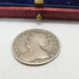 Queen Anne Silver Sixpence Coin 1707 Edinburgh Mint Antique Fine Condition