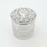 Victorian Sterling Silver & Cut Glass Dressing Table Jar 1899 Chester Antique