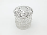 Victorian Sterling Silver & Cut Glass Dressing Table Jar 1899 Chester Antique