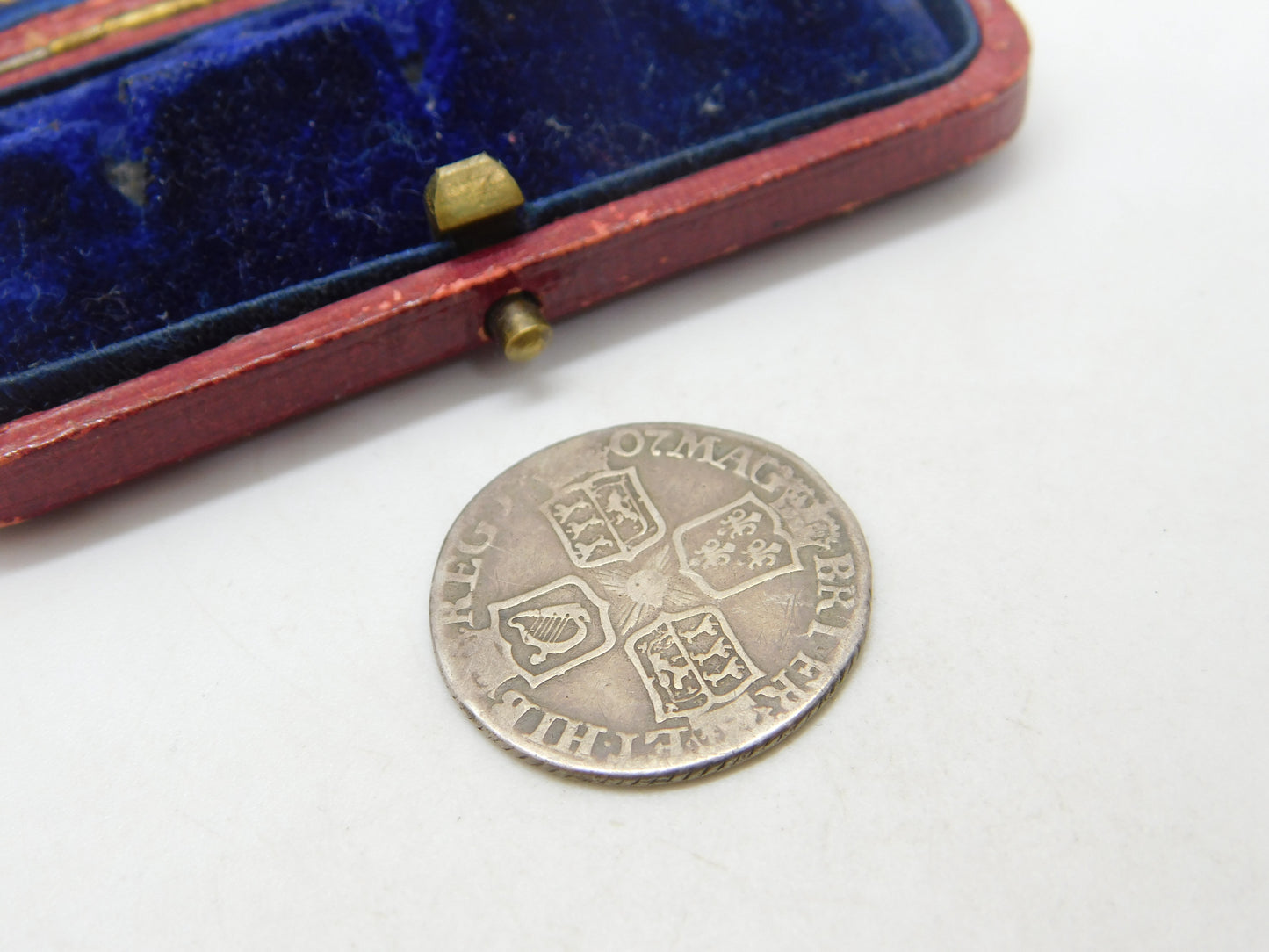 Queen Anne Silver Sixpence Coin 1707 Edinburgh Mint Antique Fine Condition