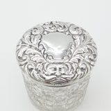 Victorian Sterling Silver & Cut Glass Dressing Table Jar 1899 Chester Antique