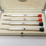 Boxed Asprey Set of Sterling Silver Trumps Propelling Pencils Antique c1920
