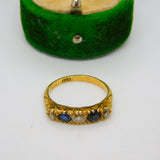 Victorian 18ct Yellow Gold, 0.4ct Diamond & Sapphire Dress Ring Antique c1880