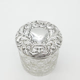 Victorian Sterling Silver & Cut Glass Dressing Table Jar 1899 Chester Antique