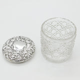 Victorian Sterling Silver & Cut Glass Dressing Table Jar 1899 Chester Antique