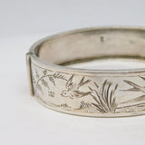 Victorian Aesthetic Sterling Silver Swallow Bangle Antique 1882 Birmingham
