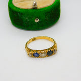 Victorian 18ct Yellow Gold, 0.4ct Diamond & Sapphire Dress Ring Antique c1880