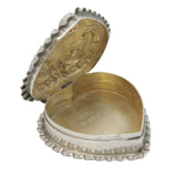 Victorian Sterling Silver Heart Shaped Pill Box Antique 1900 Birmingham