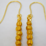 Ancient Roman 24ct Gold Beads on Contemporary 9ct Gold Pair of Hook Earrings