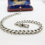Victorian Sterling Silver Graduating Albert Watch Chain Curb Bracelet 1896