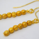 Ancient Roman 24ct Gold Beads on Contemporary 9ct Gold Pair of Hook Earrings