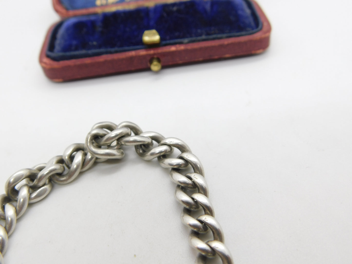 Victorian Sterling Silver Graduating Albert Watch Chain Curb Bracelet 1896