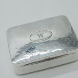 Arts & Crafts Planished Sterling Silver Box 'W' Initial Antique 1906 Edwardian