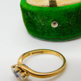 9ct Yellow Gold, Sapphire & Diamond Crossover Ring Vintage 1969 Birmingham