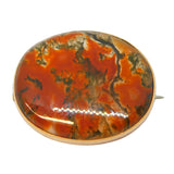 Victorian 9ct Gold Mounted Moss Agate Brooch Pin Antique c1860