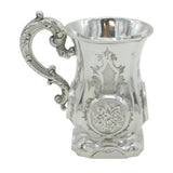 Victorian Sterling Silver Floral Pattern Christening Mug Antique 1864 Birmingham
