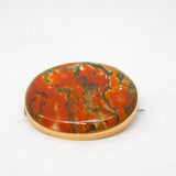 Victorian 9ct Gold Mounted Moss Agate Brooch Pin Antique c1860