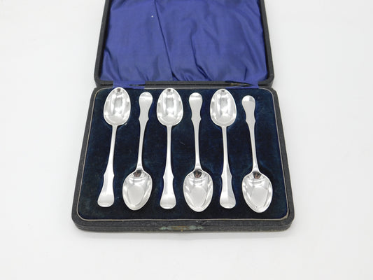 Boxed Set of Scottish Victorian Reverse Fiddle Pattern Tea Spoons 1882 Edinburgh