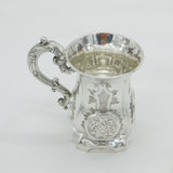Victorian Sterling Silver Floral Pattern Christening Mug Antique 1864 Birmingham
