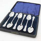 Boxed Set of Scottish Victorian Reverse Fiddle Pattern Tea Spoons 1882 Edinburgh