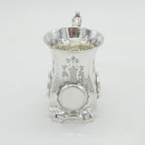Victorian Sterling Silver Floral Pattern Christening Mug Antique 1864 Birmingham