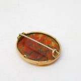 Victorian 9ct Gold Mounted Moss Agate Brooch Pin Antique c1860