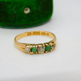 Victorian 15ct Gold, 0.25ct Diamond & Turquoise Boat Ring Antique 1876 Birmingham
