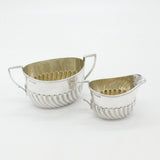 Victorian Sterling Silver Scroll Pattern Sugar Bowl & Cream Jug 1889 Sheffield