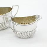 Victorian Sterling Silver Scroll Pattern Sugar Bowl & Cream Jug 1889 Sheffield