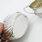 Victorian Sterling Silver Scroll Pattern Sugar Bowl & Cream Jug 1889 Sheffield