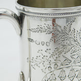 Victorian Sterling Silver Floral Pattern Christening Mug Antique 1890 London