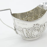 Edwardian Sterling Silver Floral Repousse Cream Jug Antique 1904 Birmingham