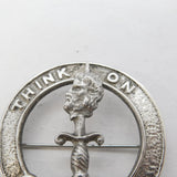 Scottish Sterling Silver Clan MacLellan 'Think On' Kilt Brooch Vintage 1957 Edinburgh
