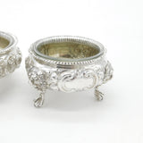 Pair of Victorian Sterling Silver Lion Mask Salt Cellars 1862 London Antique