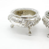 Pair of Victorian Sterling Silver Lion Mask Salt Cellars 1862 London Antique