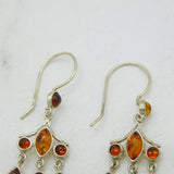 Sterling Silver Baltic Amber Set Dangling Hook Earrings Vintage c1970