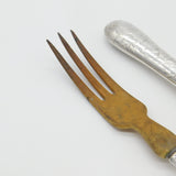 Victorian Pair Of French Sterling Silver & Olive Wood Salad Servers Antique 1890