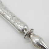 Victorian Pair Of French Sterling Silver & Olive Wood Salad Servers Antique 1890