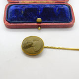 Grand Tour Yellow Metal & Carved Lava Classical Stick Pin c1830 Antique