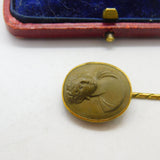 Grand Tour Yellow Metal & Carved Lava Classical Stick Pin c1830 Antique