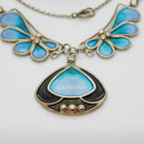 Pat Cheney Scottish Sterling Silver Art Nouveau Style Enamel Necklace Vintage