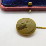 Grand Tour Yellow Metal & Carved Lava Classical Stick Pin c1830 Antique