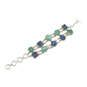 Sterling Silver Large Lapis Lazuli & Turquoise Dress Bracelet Vintage c1980