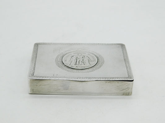 19th Century French .950 Silver Coin Set Trinket Box Antique 1875