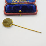 Grand Tour Yellow Metal & Carved Lava Classical Stick Pin c1830 Antique