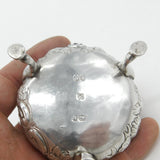 Victorian Sterling Silver Floral Pattern Blue Lined Salt Cellar 1858 London