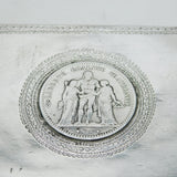 19th Century French .950 Silver Coin Set Trinket Box Antique 1875