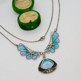 Pat Cheney Scottish Sterling Silver Art Nouveau Style Enamel Necklace Vintage